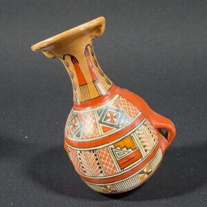 Peruvian Pottery Rotating Bud Vase Vessel Signed San Cristobal Cusco Hand Made